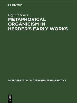 cover image of Metaphorical organicism in Herder's early works